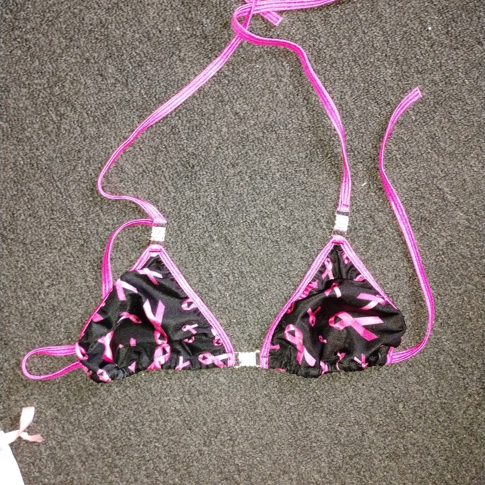Angel Competition Bikinis Pink Ribbon Breast Cancer Awareness Bikini Top Medium